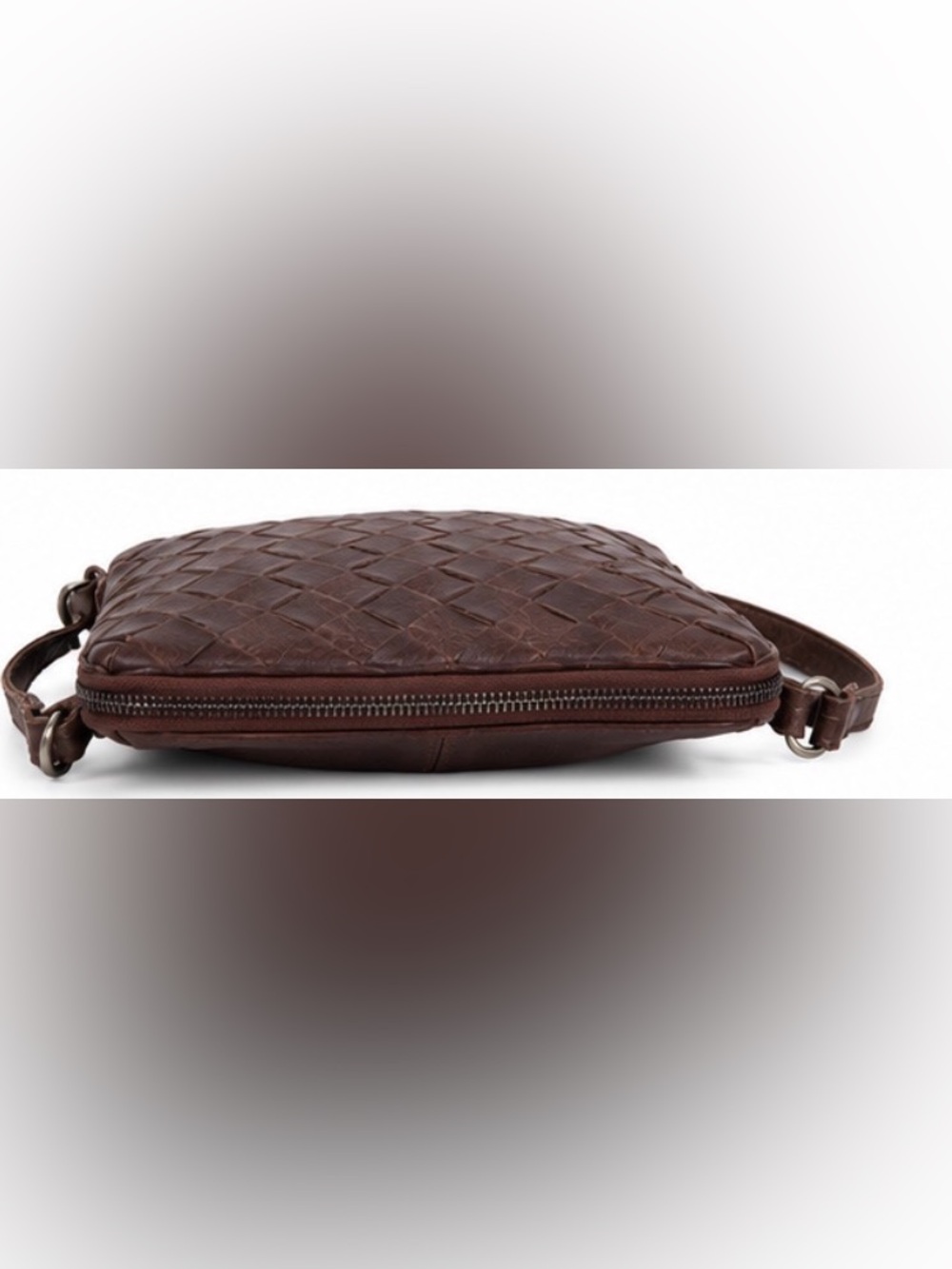 Vilenca Holland Brown Woven Leather Crossbody Bag Adjustable Strap - Picture 3 of 4